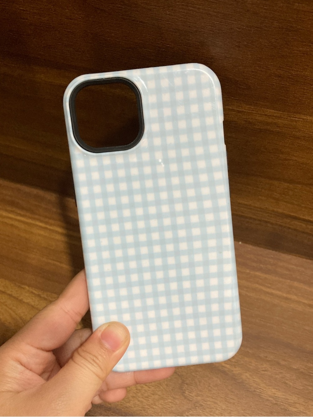 White Blue Gingham Protective Phone Case - Compatible Smartphone Cover